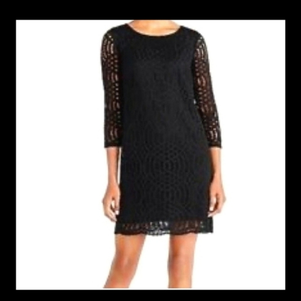 J. Crew Black Long Sleeve Lace Dress